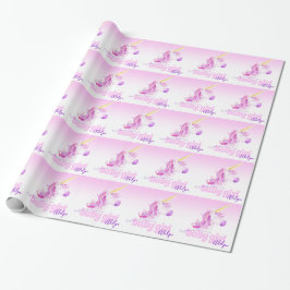 Pappert radbyte för Unicorn personlig nyfödd bebis Presentpapper