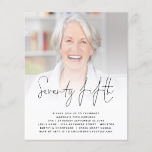 PAPPERT skript Foto 75:e Födelsedagsfest inbjudan Flygblad