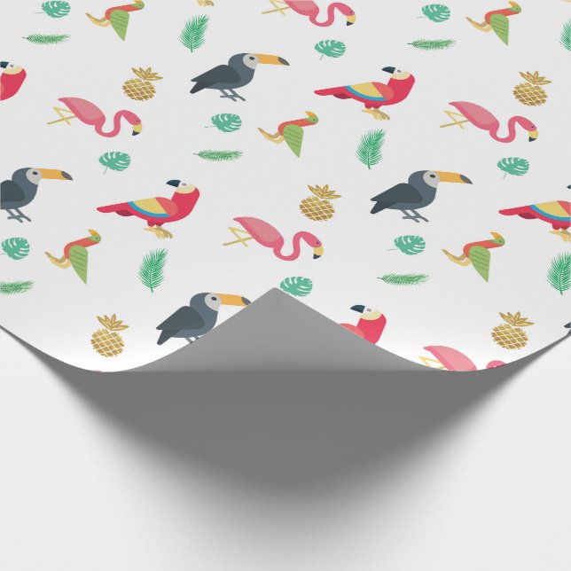 Pappert skrot av tropiska fåglar och ananas presentpapper (Hörn)