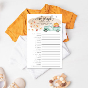 Pappert spelkort för Little Pumpkin Baby Ord Flygblad
