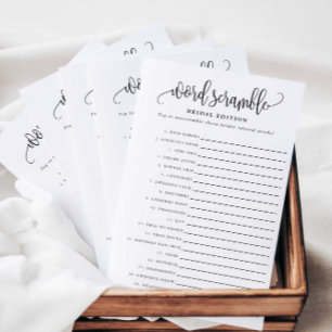 Pappert spelkort för Ord Scramble Möhippa Edition Flygblad