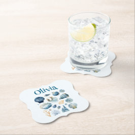 Pappert Underlägg av blå sjögräns - anpassat namn