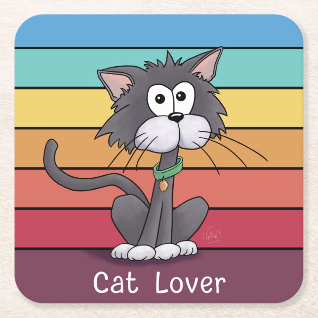 Pappert Underlägg för Festive Cat Lover Square Papper Kvadrat (Framsidan)