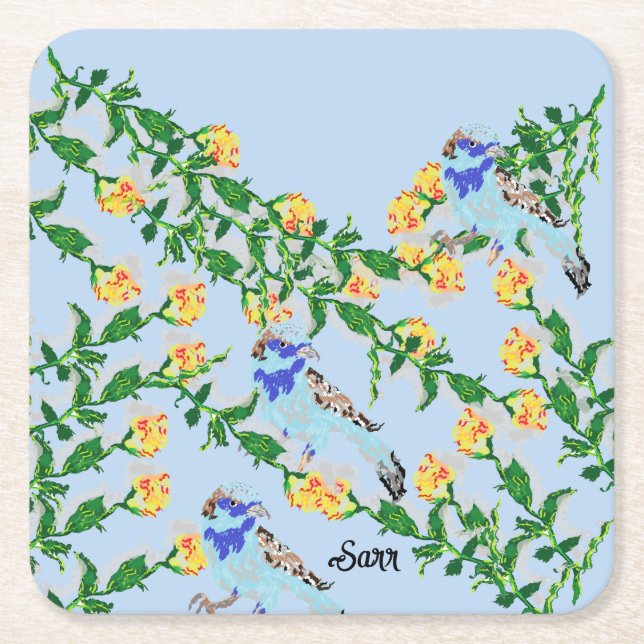 Pappert Underlägg: Singing Sparrows Underlägg Papper Kvadrat (Framsidan)