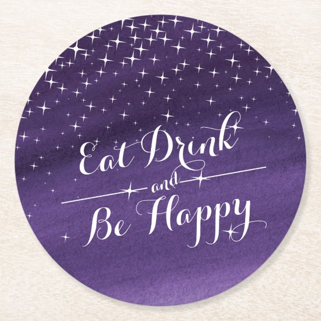 Pappert underlägg, stjärnnatt underlägg papper rund (Framsidan)