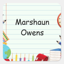 Pappert undervisningstema för bärbara datorer fyrkantigt klistermärke