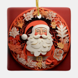 Pappert utskuren Jultomten Julgransprydnad Keramik