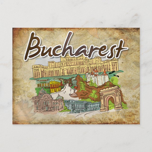 Pappert vykort för Bukarests resetrafik (Framsida)