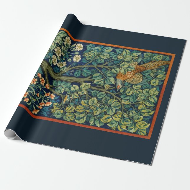 Pappert: WILLIAM MORRIS : PHEASANT Presentpapper (Utrullad)