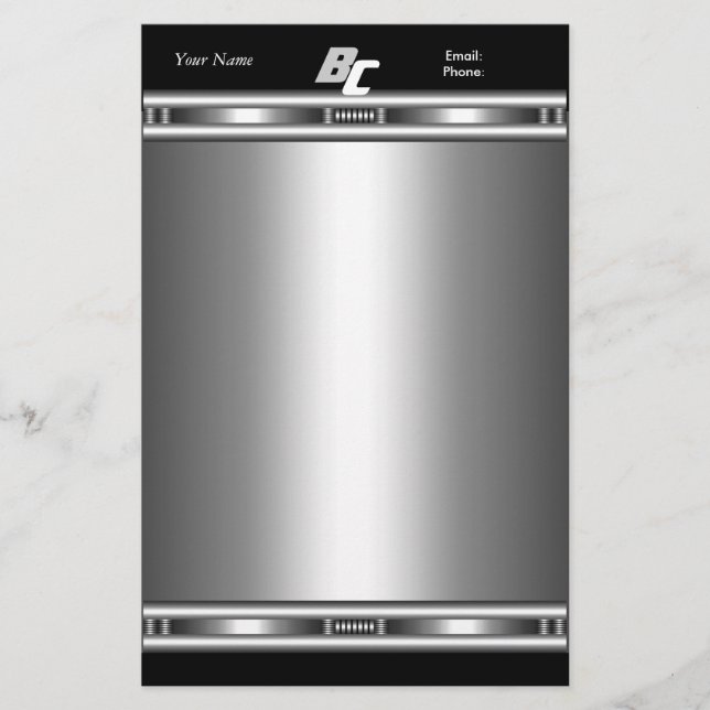 Pappervaror Elegant Silver Krom Svart Elite Brevpapper (Framsida)