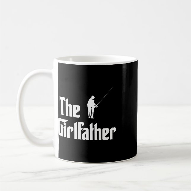 Pappfiskaren Rollig Pappa Till Flicka Fiskande Pap Kaffemugg (Vänster)