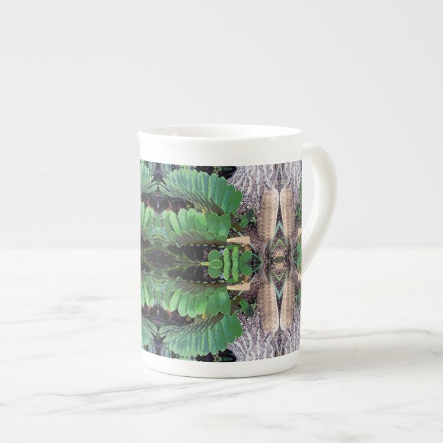 Pappkartong Palm Mönster Benporslin Mugg (Framsida höger)