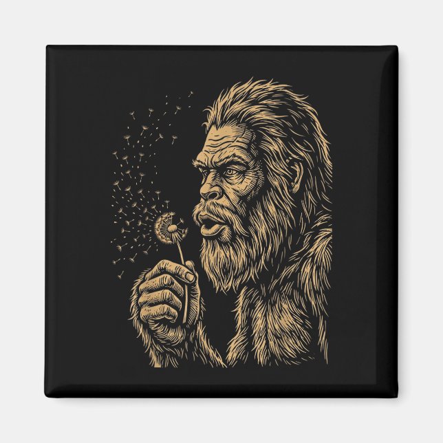 Pappmonster bigfoot blåser maskros vintage magnet (Framsidan)