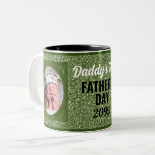 Pappor 1:a Fars dag Sage Grönt Photo Mugg