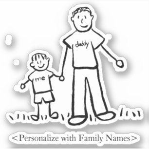 Pappor Boy Anpassningsbar Pappa & Son Family Decal Klistermärken