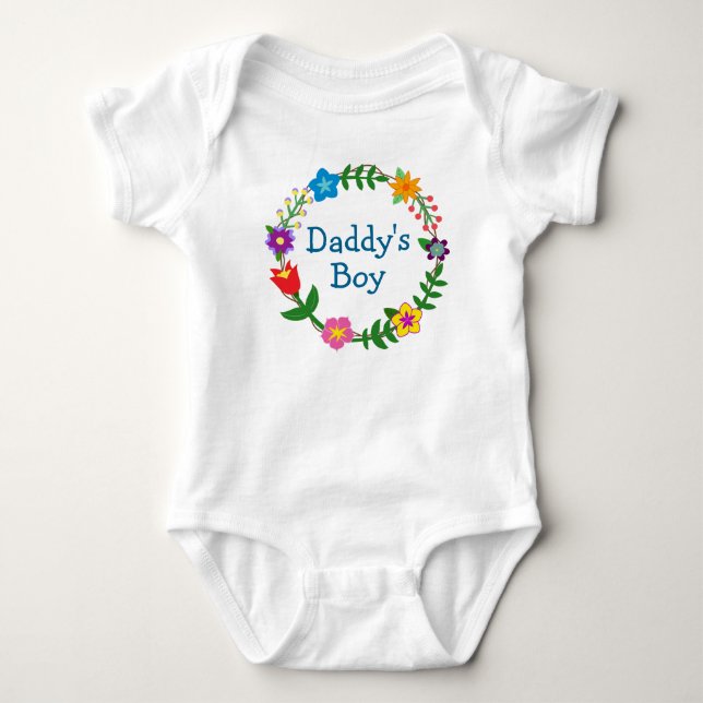 Pappor Boy i Blommigt Ram Bodydräkt Tee (Framsida)