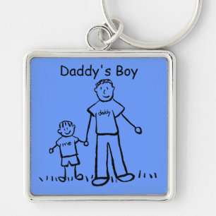 Pappor Boy Keychain (Anpassa) Fyrkantig Silverfärgad Nyckelring