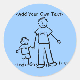 Pappor Boy Sticker (Anpassa Namn-text) Runt Klistermärke