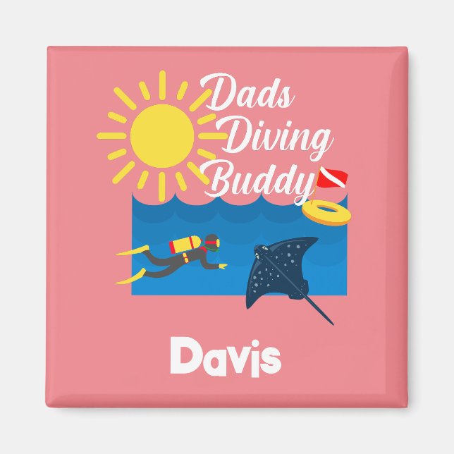 Pappor Dold Buddy-design - kvadratmagnet Magnet (Framsidan)