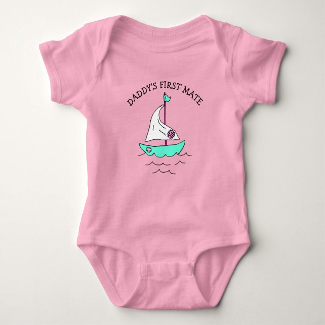 Pappor First Mate Sailboat Flicka T Shirt (Framsida)