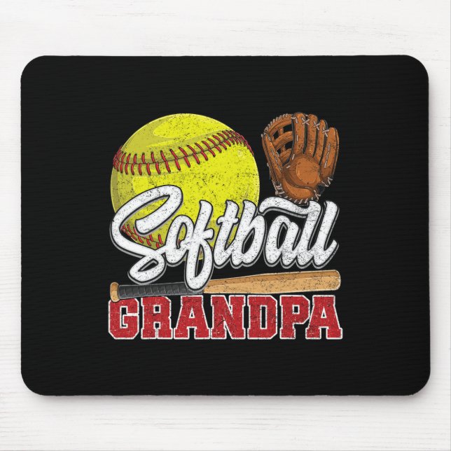 Pappor för Softball Grandpa Softball Player Game D Musmatta (Framsidan)
