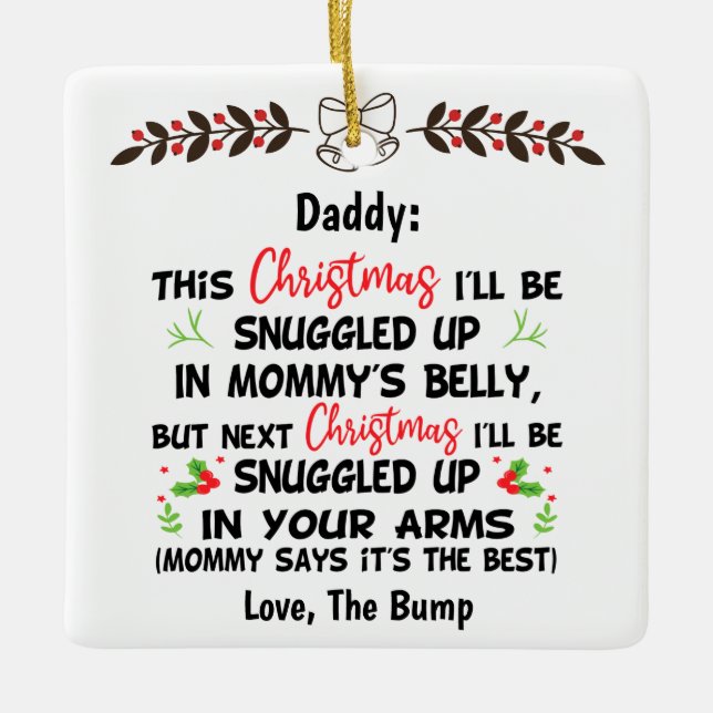 Pappor: Första julen Från bumpen, Pappa till Julgransprydnad Keramik (Framsida)