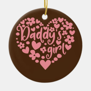 Pappor Girl Cute Rosa Heart pappa and Dotter Julgransprydnad Keramik