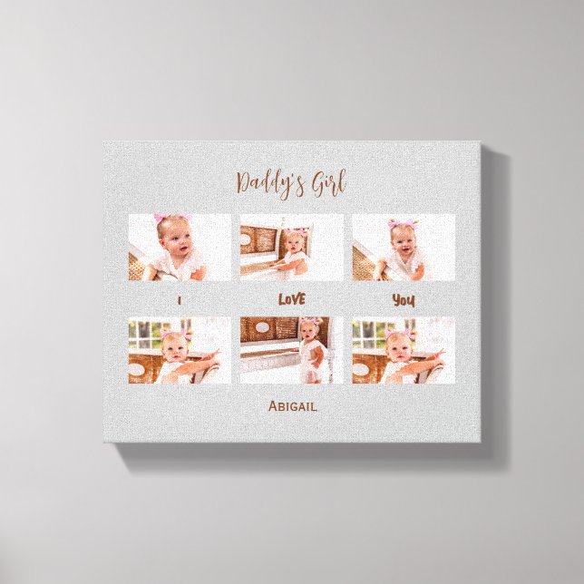 Pappor Girl I kärlek You Photo Collage Grått Canvastryck (Framsida)