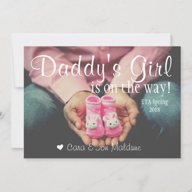 Pappor Girl Rosa Flicka Baby annons Card Meddelande (Framsida)