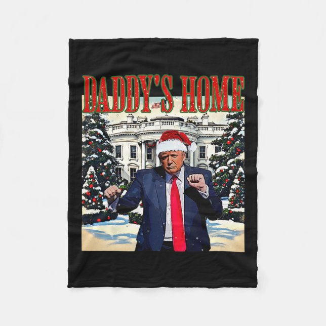Pappor Hem Jul Edition Vita huset Trump D Fleecefilt (Framsidan)