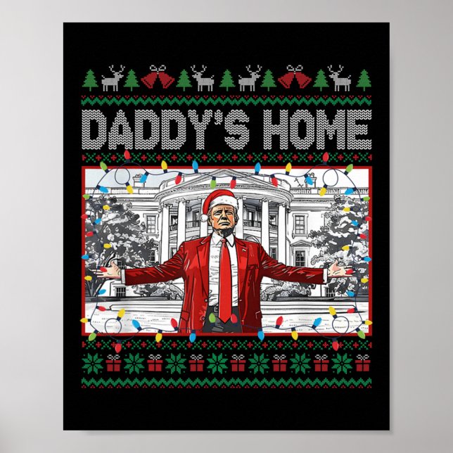 Pappor Home Funy Santa Trump God Jul Swea Poster (Framsidan)