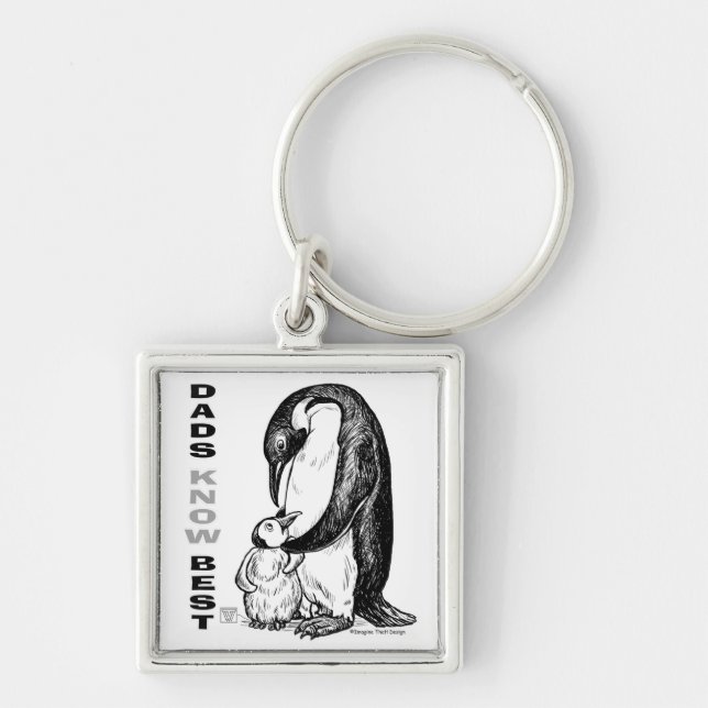 Pappor Know Best Fyrkantig Silverfärgad Nyckelring (Framsidan)