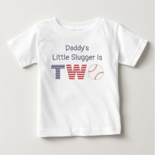 Pappor Lilla Slugger är TWO, Baseball Birdday T Shirt