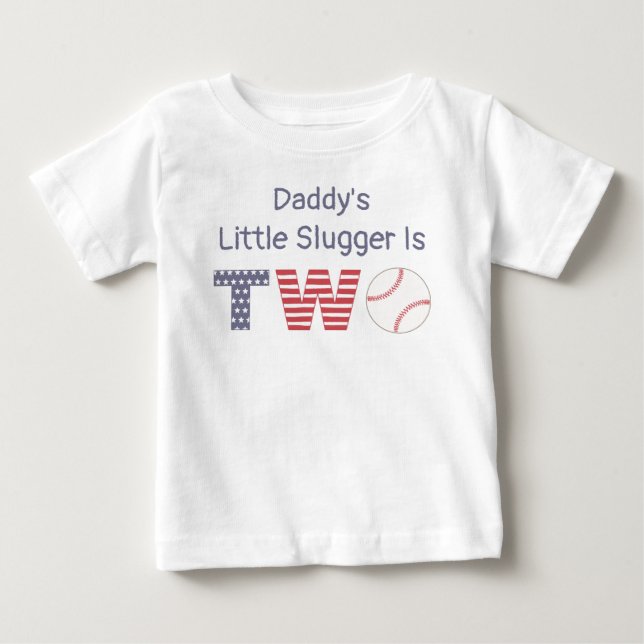 Pappor Lilla Slugger är TWO, Baseball Birdday T Shirt (Framsida)
