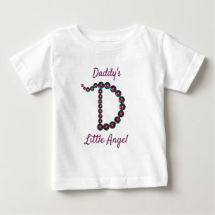 Pappor Little Angel Rosa Grönt Brev D Monogram T Shirt
