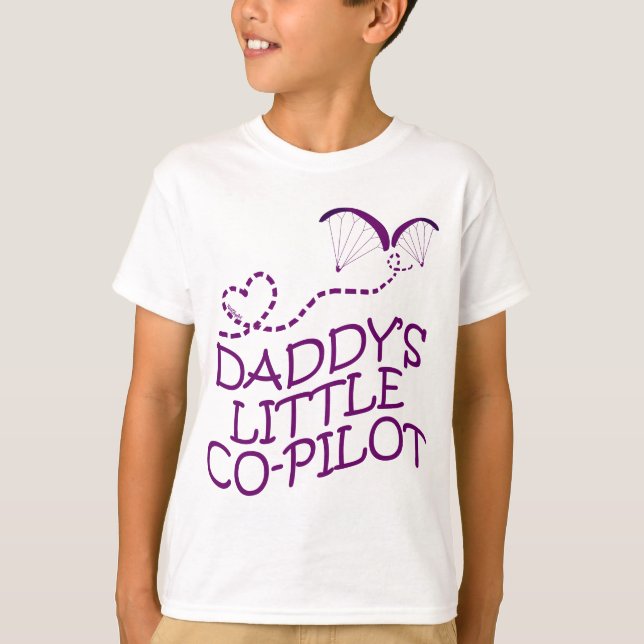 Pappor Little Co-Pilot Paragliding Kids T Shirt (Framsida)