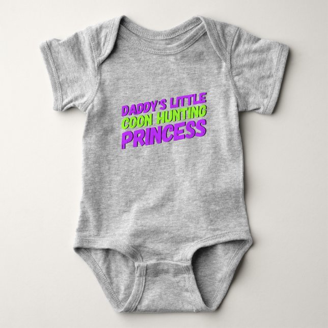 Pappor Little Coon Hunting Princess Baby Bodykosty T Shirt (Framsida)