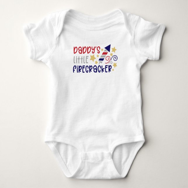 Pappor Little Firecracker Baby T-Shirt (Framsida)