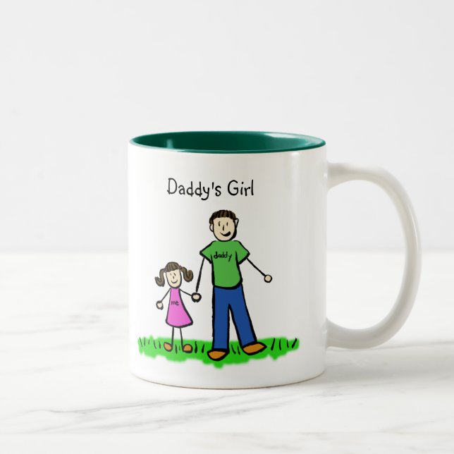 Pappor Little Girl Brunette Mugg (Customize) (Höger)