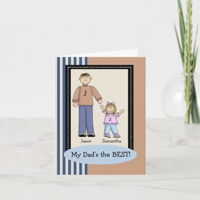 Pappor Little Girl Fars dag Card Kort (Framsida)