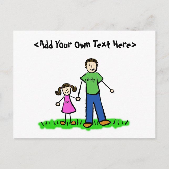 Pappor Little Girl Postcard (Brunette) Inbjudan Vykort (Framsida)