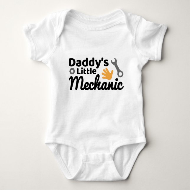 Pappor Little Mechanic Baby Bodykostym T Shirt (Framsida)