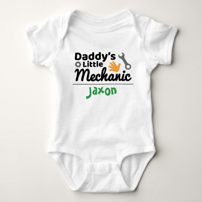 Pappor Little Mechanic Baby Bodykostym T Shirt (Framsida)