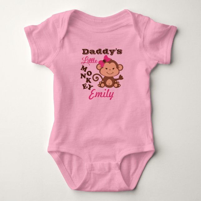 Pappor Little Monkey Rosa Bodydräkt med Tutu Tee (Framsida)