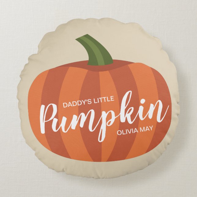 Pappor Little Pumpkin Fall Autumn Nursery Rund Kudde (Framsidan)