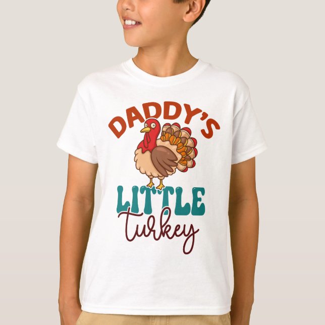 Pappor Little Turkey Fall Autumn Thanksgiving T Shirt (Framsida)