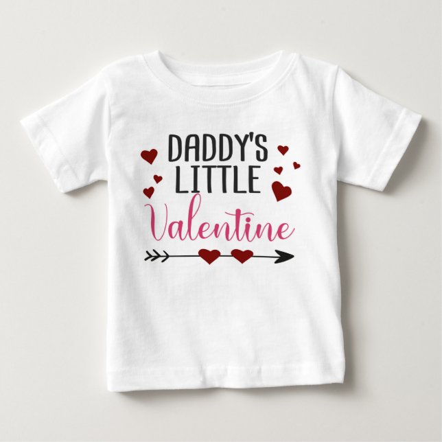 "Pappor Little Valentine" rosa hjärta och pil T Shirt (Framsida)