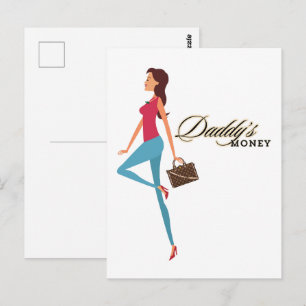 Pappor Money, Cute & Sassy Teenage Girl, Funny Vykort