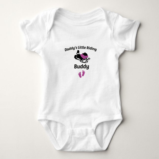 Pappor/Pappa Little Riding Buddy,Baby Snowmobile T Shirt (Framsida)