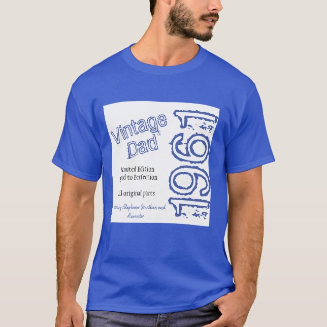Pappor Vintage Begränsad Edition Blue T-Shirt (Framsida)